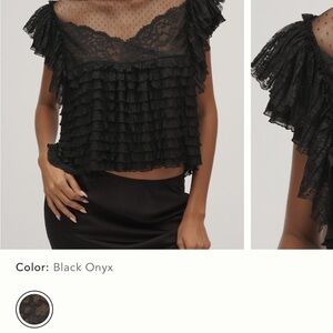 Maeve sheer ruffle lace blouse/ Anthropologie